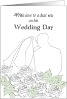Wedding Congratulations from Father to Son Bride and Groom Kissing card