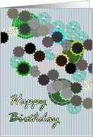 Birthday Geometric Shapes in Shades of Green and Blue card