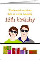 16th Birthday For Twin Boy And Girl Brother and Sister in Cool Shades card