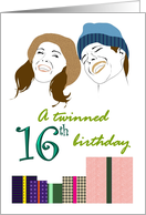 16th Birthday for Twin Boy and Girl Brother and Sister Laughing card