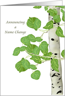 Nature Inspired Name Change Announcement Aspen Leaves And Trunk card