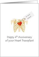 4th Anniversary Of Heart Transplant New Heart In Rib Cage card