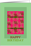 Birthday Brown Floral Geometric Prints On Pink card