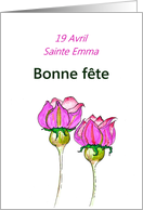 French Saint’s Day Sainte Emma April 19 Pretty Pink Purple Florals card