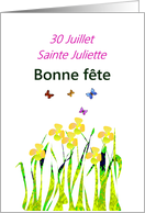 French Saint’s Day Sainte Juliette July 30 Irises and Butterflies card