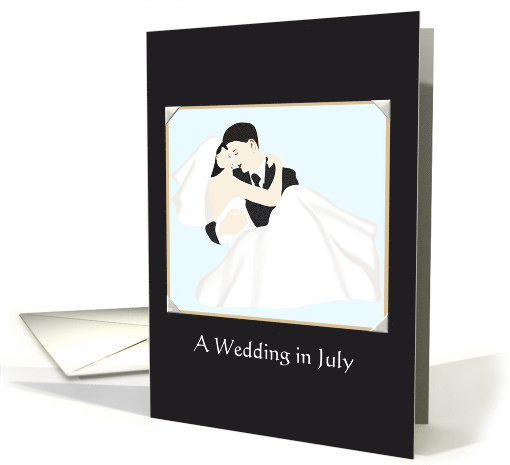 July Wedding Congratulations Groom Carrying his Bride card (1267594)