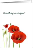 Birthday in August Poppy Birth Month Flower Red Poppies card