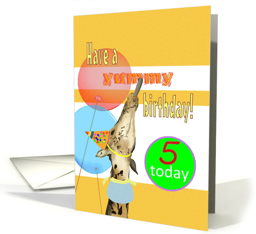 Funny Giraffe Licking Birthday Greeting 5th Birthday card (1277436)