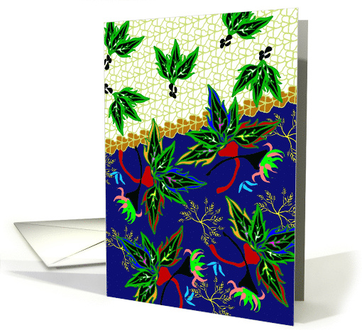 Abstract Foliage Fabric Design Blank card (1317932)