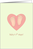 Baby’s 1st Steps Baby’s Cute Little Feet Congratulations card