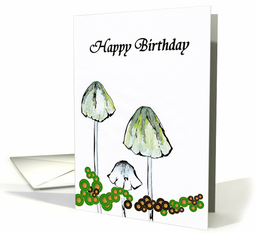 Birthday Hand Drawn Illustration Of Mushrooms card (1326774)