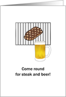 Lunch Invitation Steak On The Grill And Beer card