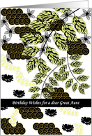 Birthday for Great Aunt Abstract Foliage in Black Yellow and Gold card