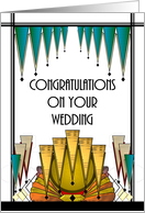 Wedding Congratulations Daughter and Son in Law Art Deco Design card