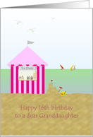 Granddaughter 16th Birthday Ice Cream Shack Sandcastles Beach Scene card