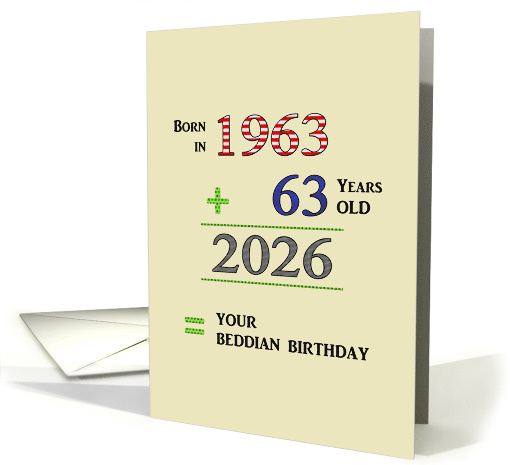Beddian Birthday In 2026 Born 1963 63 Years Old Adding up Numbers card