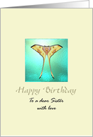 Birthday For Sister Pretty Moon Moth On Blue Opaque Glass card