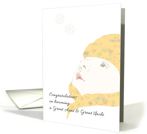 Becoming Great Aunt and Great Uncle Baby Looking at Snowflakes card
