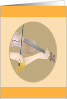 Partial profile of a violinist playing the violin, blank card