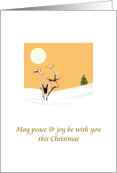 Christmas Stag With Antlers Standing In Rolling Fields Of Snow card