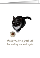 Thank You Veterinarian Black Cat Sitting Next To Food Bowl card