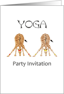 Yoga Party Invitation Cartoon Giraffes Doing Yoga card