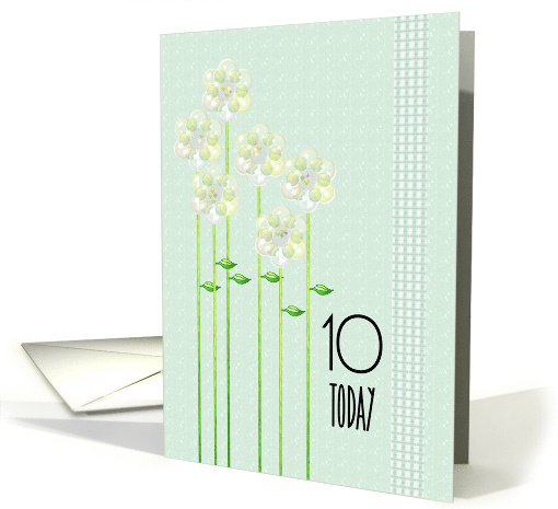 10th Birthday Geometric Florals Soft Blue Patterned Background card