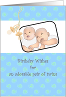 Baby Twins’ Birthday Sketch of Twins Laughing card