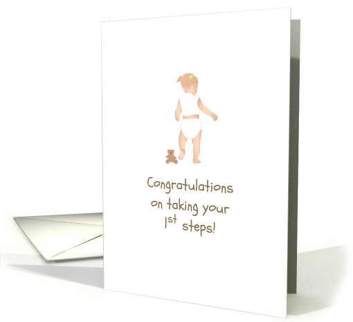 Congratulations on Taking First Steps Baby Girl Walking card (1376170)