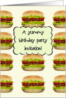 Yummy Birthday Party Invitation Delicious Hamburgers card