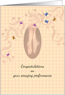 Congratulations On Ballet Performance Illustration Ballerina’s Feet card