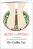 Custom Christmas Greeting for Podiatrist Feet on Floor Mat card