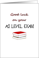 Good Luck On Your A2 Level Exam Pile Of Books card