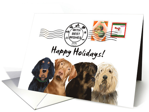 Happy Holidays For Mail Carrier From The Neighborhood Dogs card