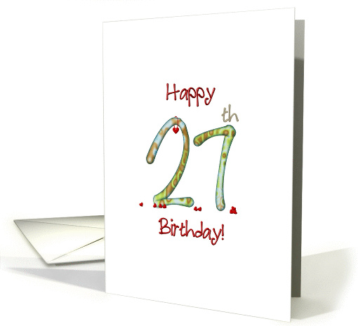 27th birthday, red heart hanging from number 27 card (1396190)