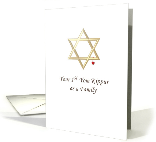 1st Yom Kippur As A Family Star of David With a Red Heart card