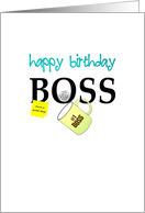 Birthday for Boss From All Of Us Coffee Cup Paper Clips Sticky Note card