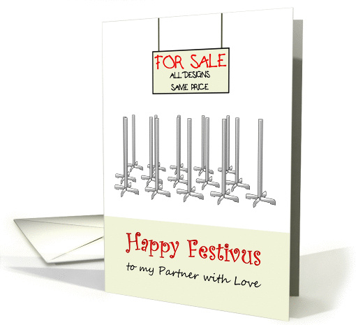 Happy Festivus to partner with love, festivus poles for sale card