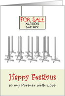 Happy Festivus to partner with love, festivus poles for sale card