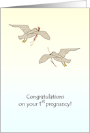 Congratulations 1st Pregnancy Two Gulls Collecting Nesting Material card