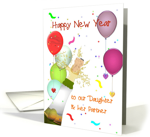 New Year Greetings for Daughter and Partner Champagne and... (1401634)