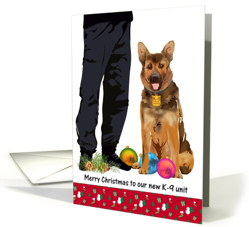 Christmas for K-9 unit police officer and police dog card (1402760)