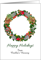 Custom Happy Holidays Nursery To Customers Holiday Wreath card