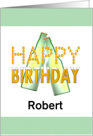 Customizable birthday beer greeting, bottles and mugs of beer card