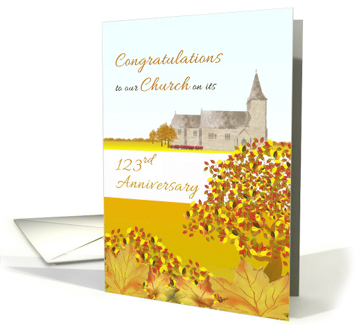 Church 123rd Anniversary Fall Scene Church And Fall Foliage card