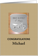 Custom Congratulations For 1st Place In Bike Rodeo Plaque card