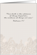 Encouragement For Wife Of Cancer Patient Hebrews 11:1 Bible Verse card