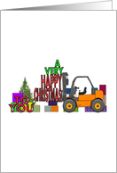 Christmas For Forklift Operator Lifting A Very Happy Christmas card
