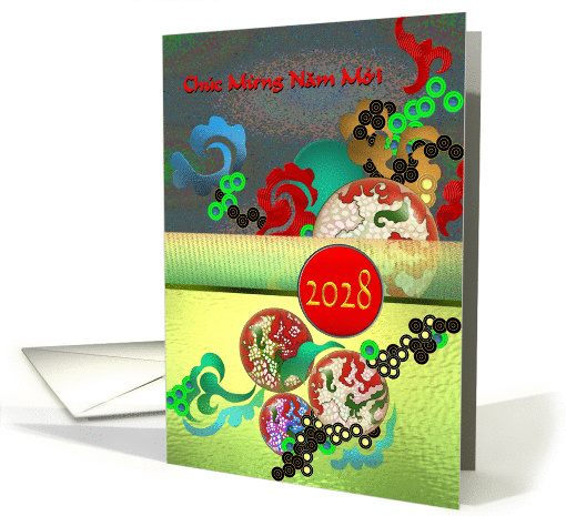 Chuc Mung Nam Moi Vietnamese new year 2028, colorful asian art card