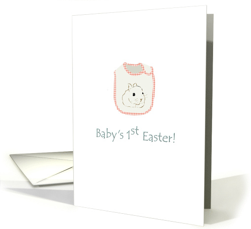 Baby's 1st Easter Cute Bib with Picture of a Baby Rabbit card